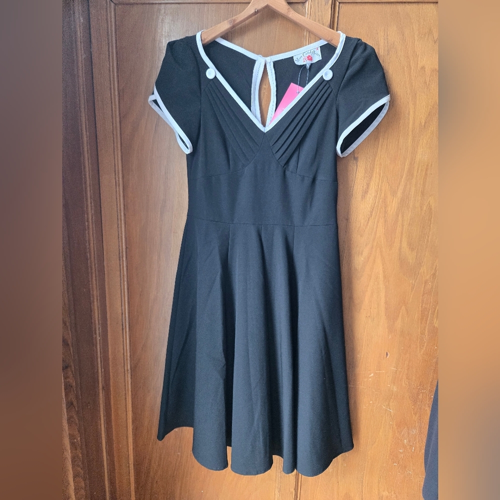 Charming Black Kids Dress with White Accents